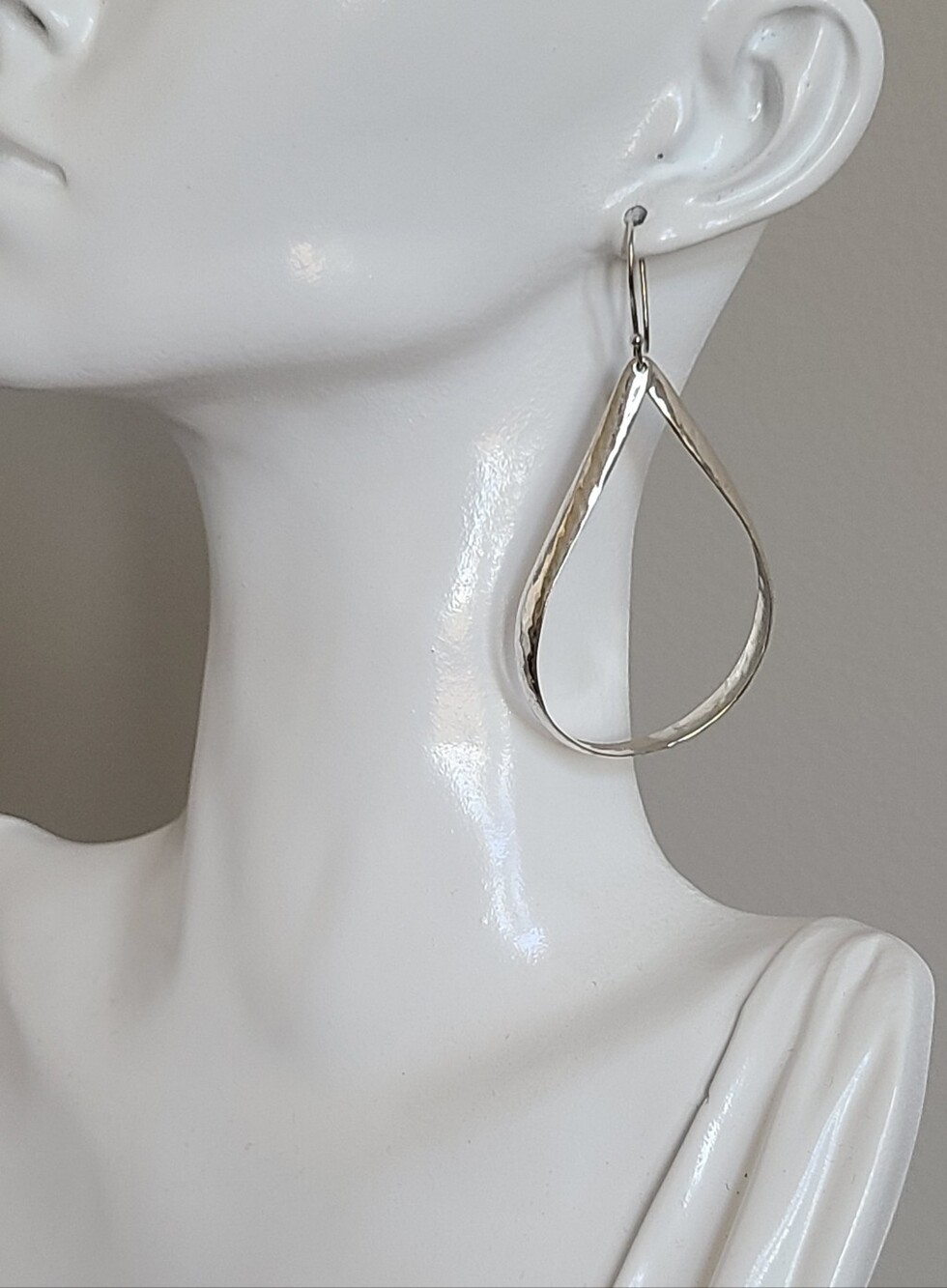 Silpada Sterling Silver Textured Large Open Teardrop Drop Earrings